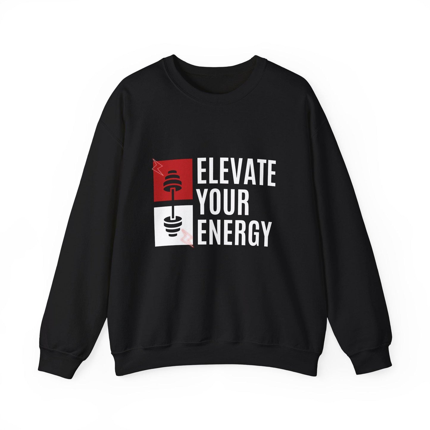 Elevate Your Energy Crewneck Sweatshirt – Motivational Gym Pullover – Yoga Fitness Sweater – Cozy Workout Sweatshirt