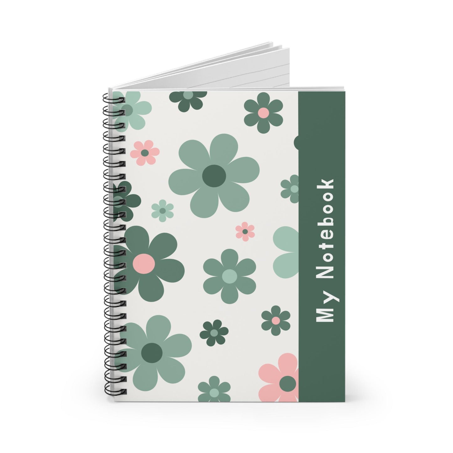 Green & Pink My Notebook, Personalized Journal, Custom Writing Pad, Spiral Notepad, Gift for Writers, School Stationery