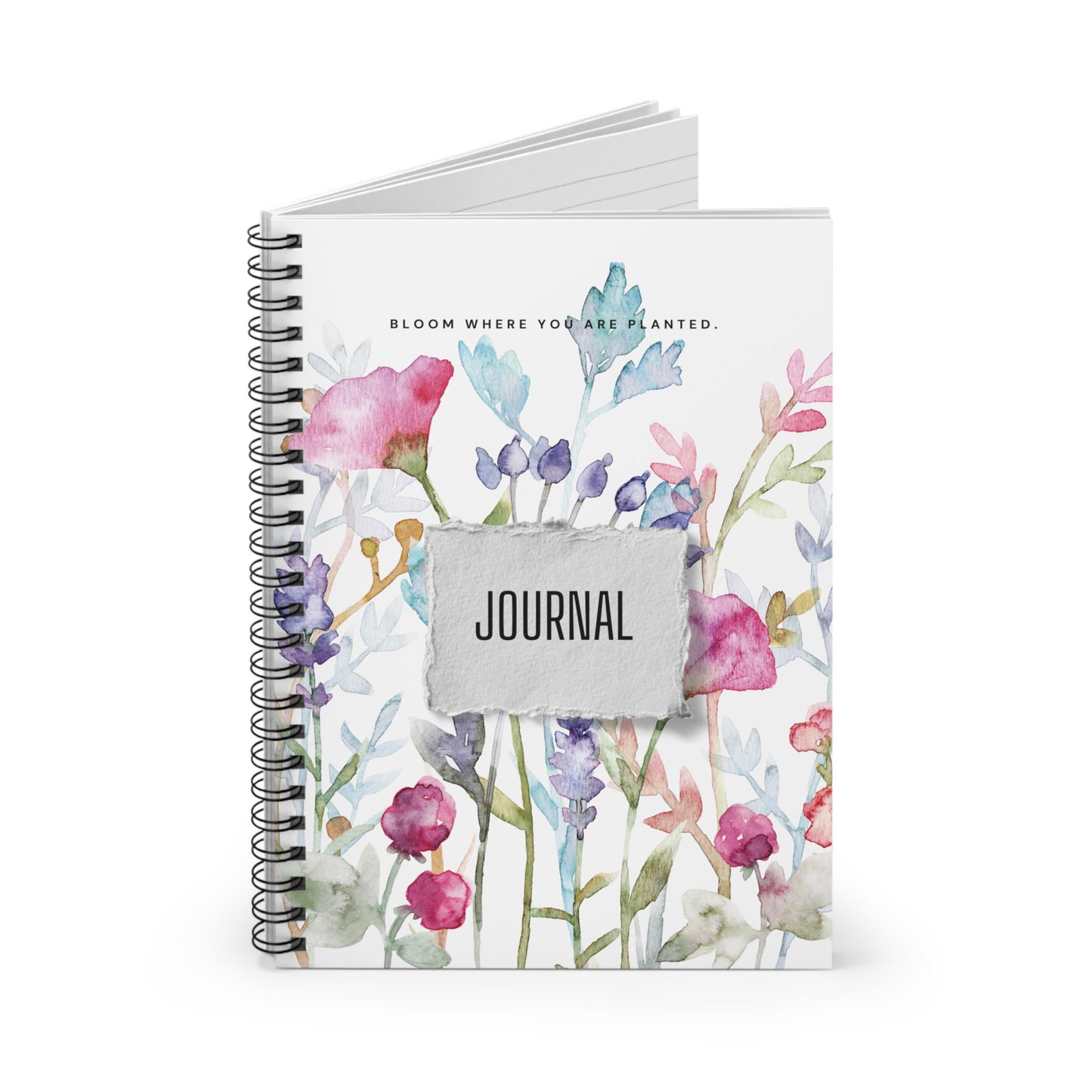 Flowers Blooming Spiral Notebook Journal Floral Pattern Diary School Note Pad Cute Gift for Writers Birthday Present Ideas