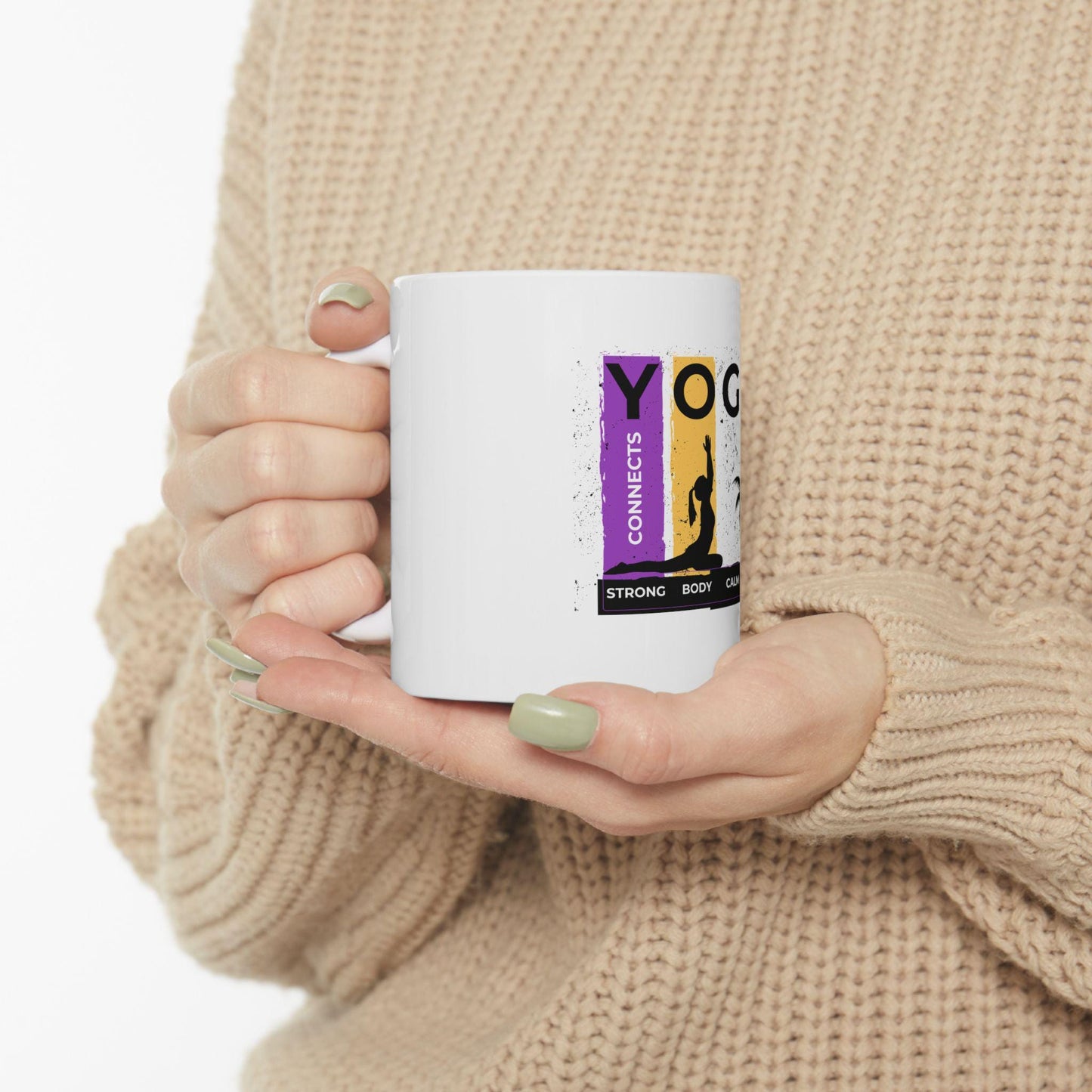 Strong Body Calm Mind Mug – Motivational Coffee Cup – Wellness Tea Mug – Gym Fitness Gift – Yoga Affirmation Mug (11oz, 15oz)