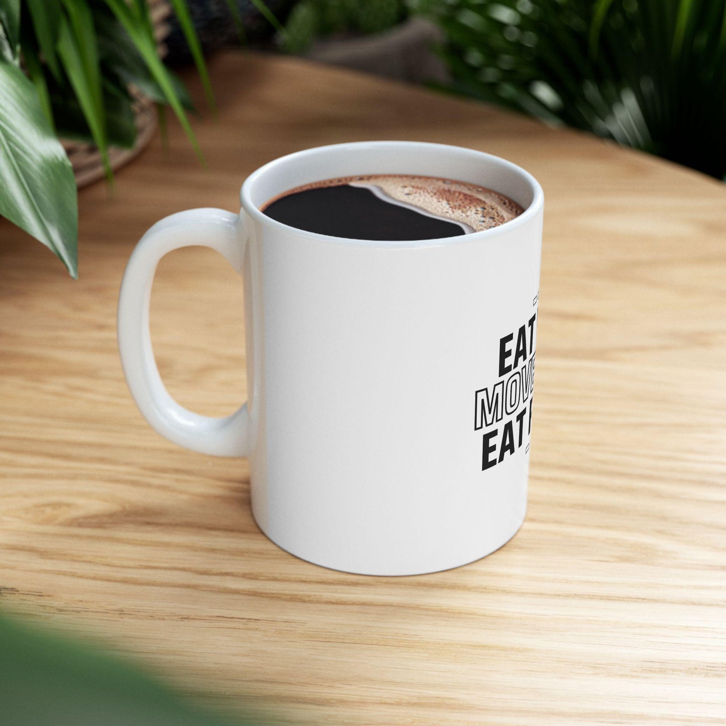 Eat Well Move More Mug – Healthy Lifestyle Coffee Cup – Fitness and Wellness Gift – Motivational Tea Mug (11oz, 15oz)