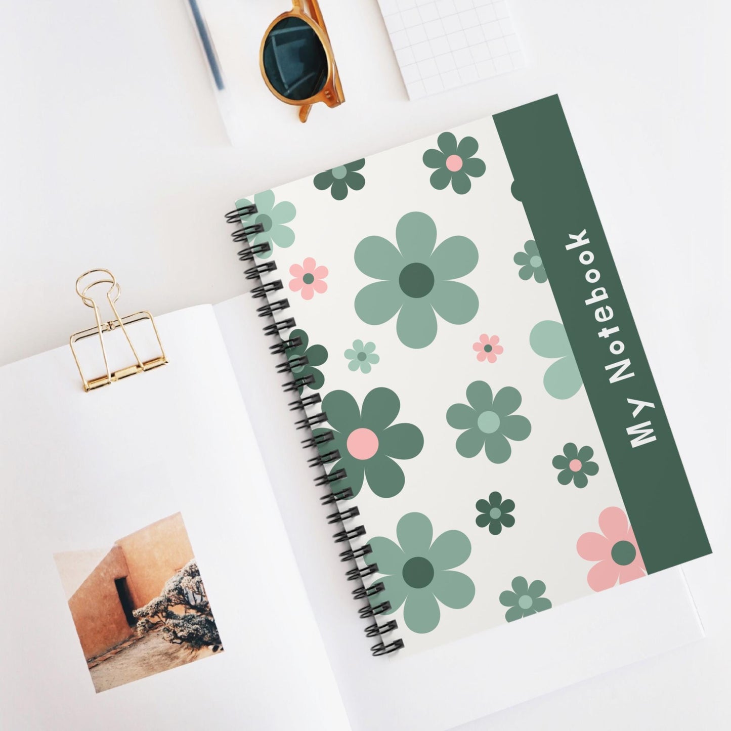 Green & Pink My Notebook, Personalized Journal, Custom Writing Pad, Spiral Notepad, Gift for Writers, School Stationery