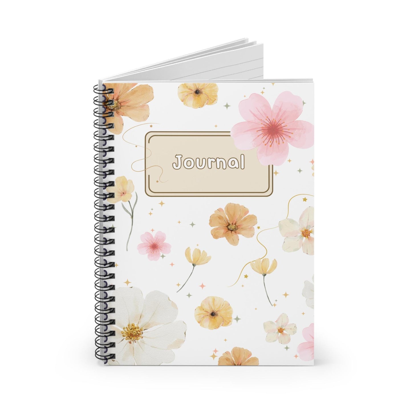 Journal Floral Spiral Notebook - Ruled Line Flower Journal Botanical Diary Cute Planner Nature Notepad Garden Bullet Journal