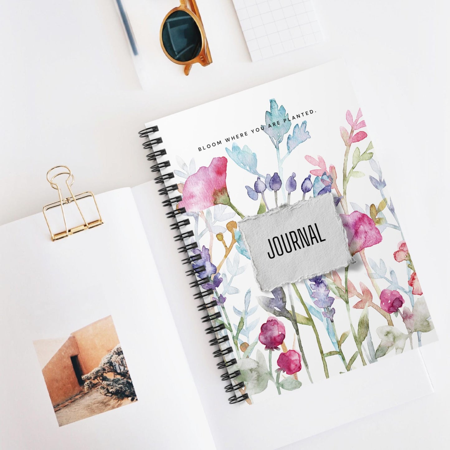 Flowers Blooming Spiral Notebook Journal Floral Pattern Diary School Note Pad Cute Gift for Writers Birthday Present Ideas