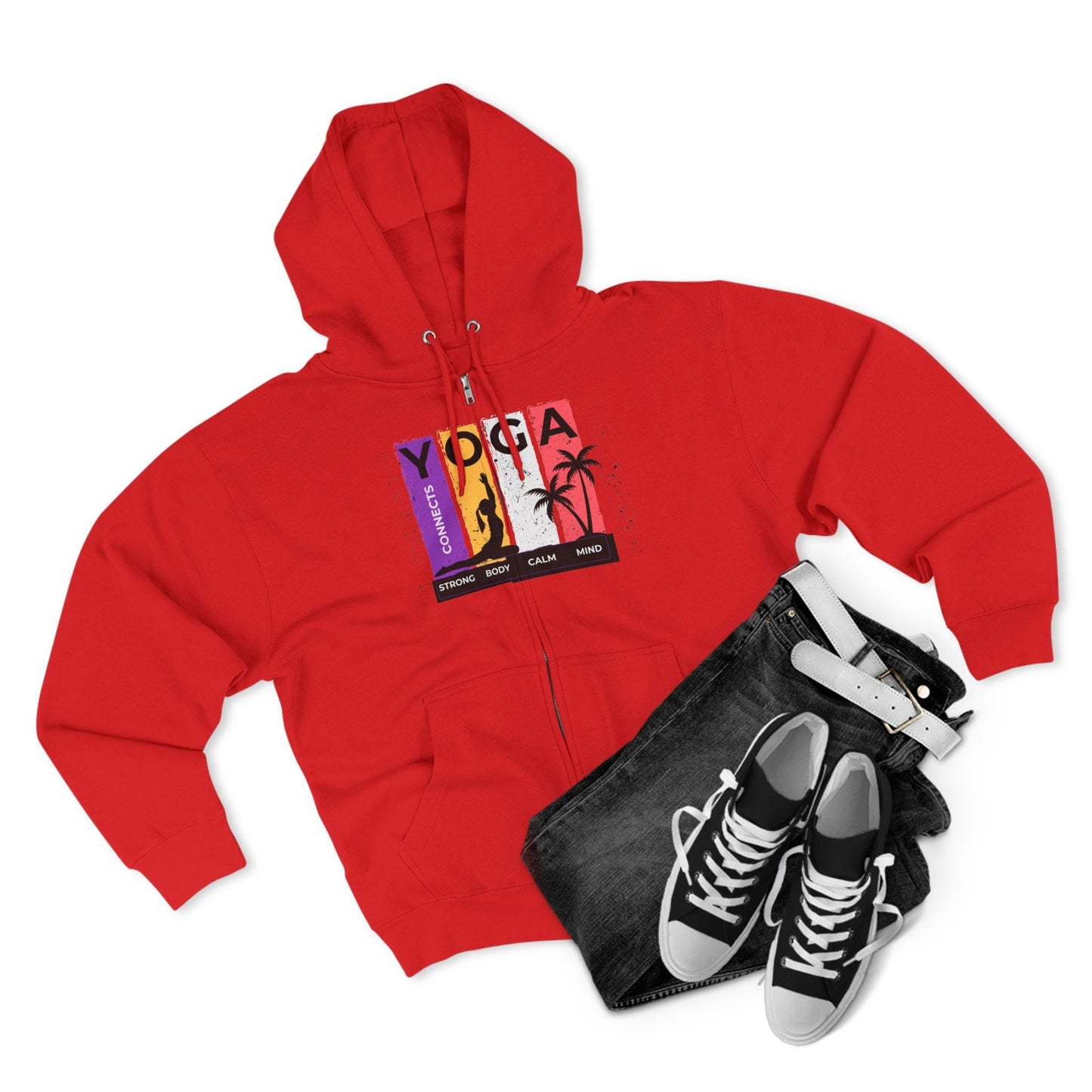 Strong Body Calm Mind Unisex Zip Hoodie Soft Cotton Blend Athletic Fit Warm Sweatshirt for Fitness Yoga Workout Active Lifestyle