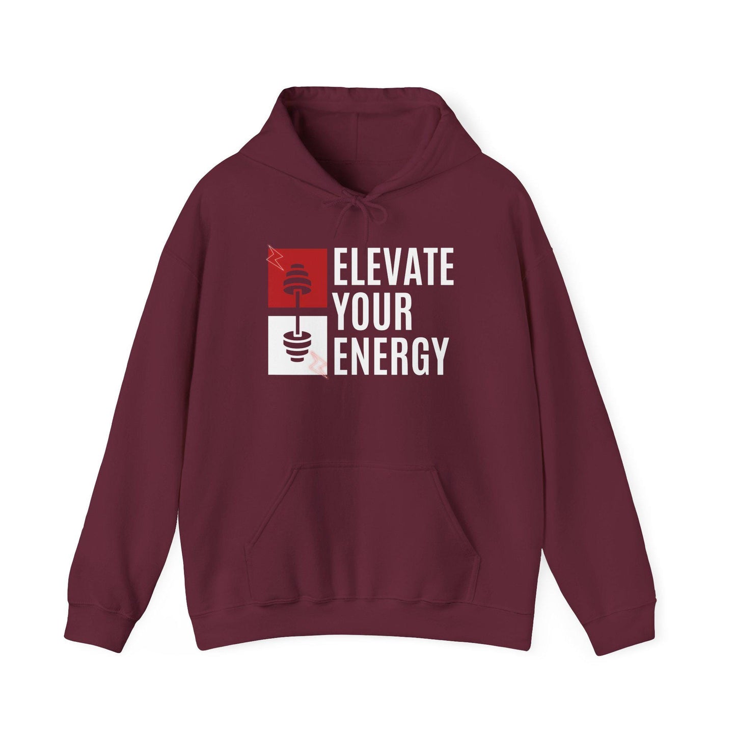 Elevate Your Energy Hoodie – Motivational Gym Sweatshirt – Fitness and Wellness Pullover – Cozy Workout Hoodie – Positive Vibes