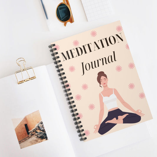 Meditation Journal Spiral Notebook – Mindfulness Tracker Ruled Line Self-Care Notebook