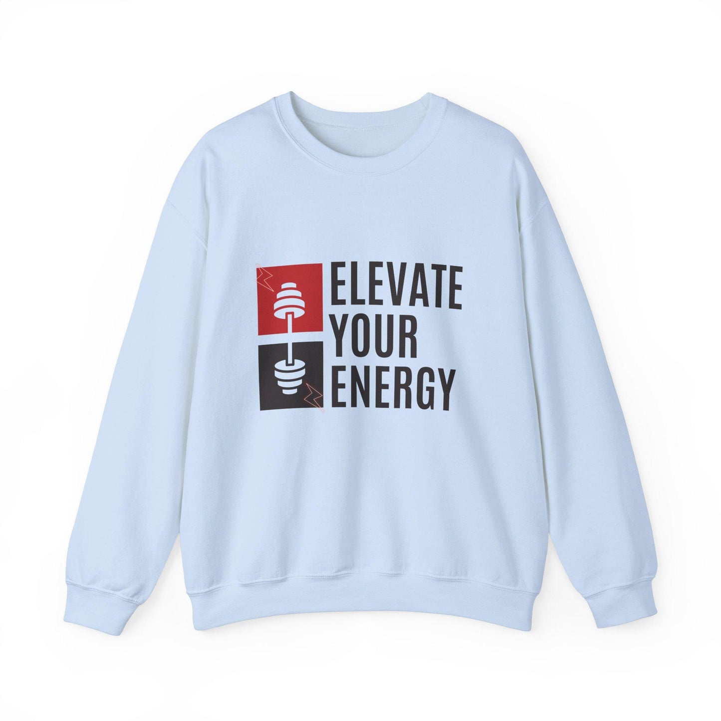 Elevate Your Energy Crewneck Sweatshirt – Motivational Gym Pullover – Yoga Fitness Sweater – Cozy Workout Sweatshirt