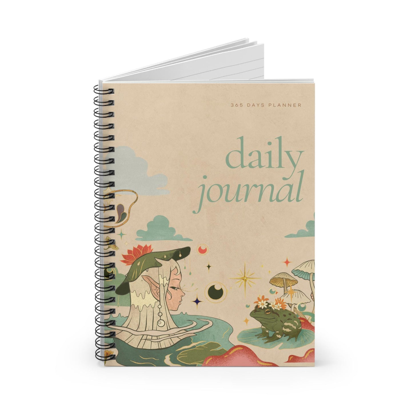 Enchanting Pond Daily Journal Spiral Notebook Ruled Line Planner Diary Writing Pad – Ruled Notebook Planner Writing Pad