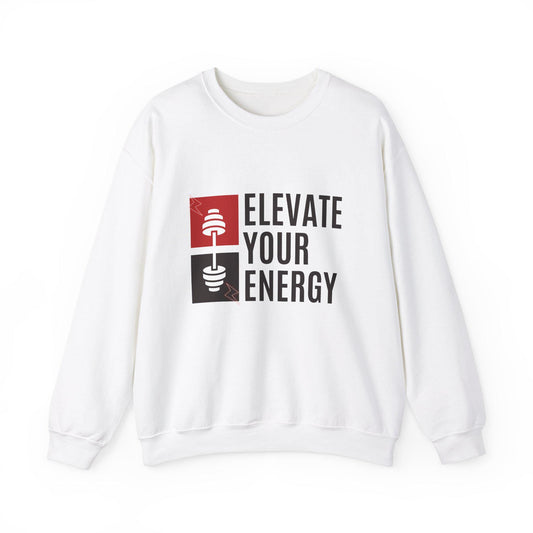 Elevate Your Energy Crewneck Sweatshirt – Motivational Gym Pullover – Yoga Fitness Sweater – Cozy Workout Sweatshirt