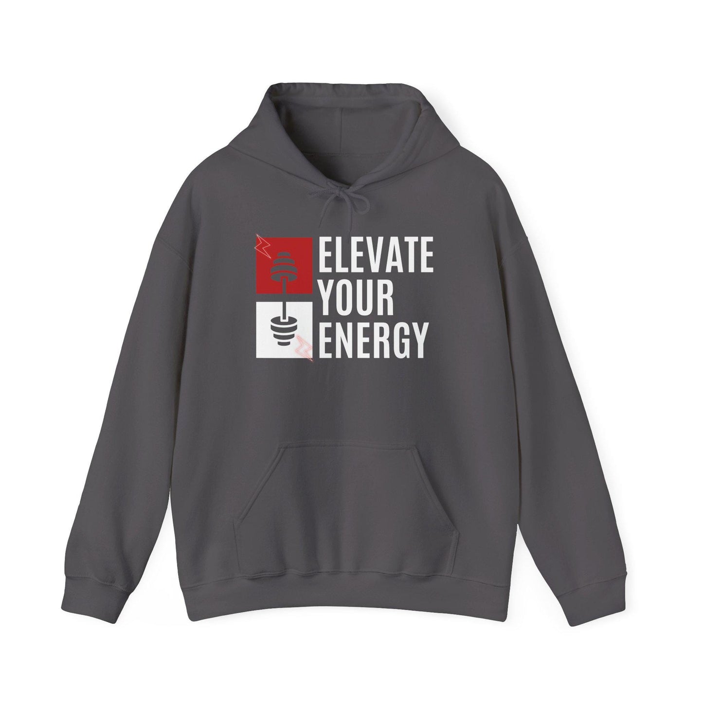 Elevate Your Energy Hoodie – Motivational Gym Sweatshirt – Fitness and Wellness Pullover – Cozy Workout Hoodie – Positive Vibes