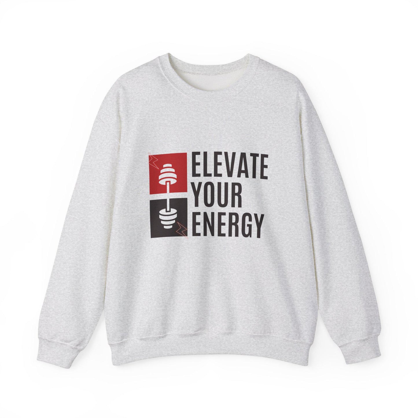 Elevate Your Energy Crewneck Sweatshirt – Motivational Gym Pullover – Yoga Fitness Sweater – Cozy Workout Sweatshirt