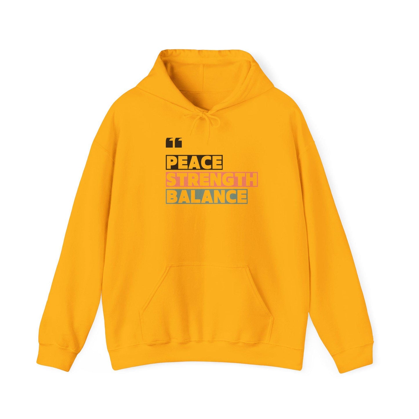 Peace Strength Balance Hoodie – Motivational Gym Sweatshirt – Mindfulness and Wellness Pullover – Cozy Workout Hoodie for Inner Strength