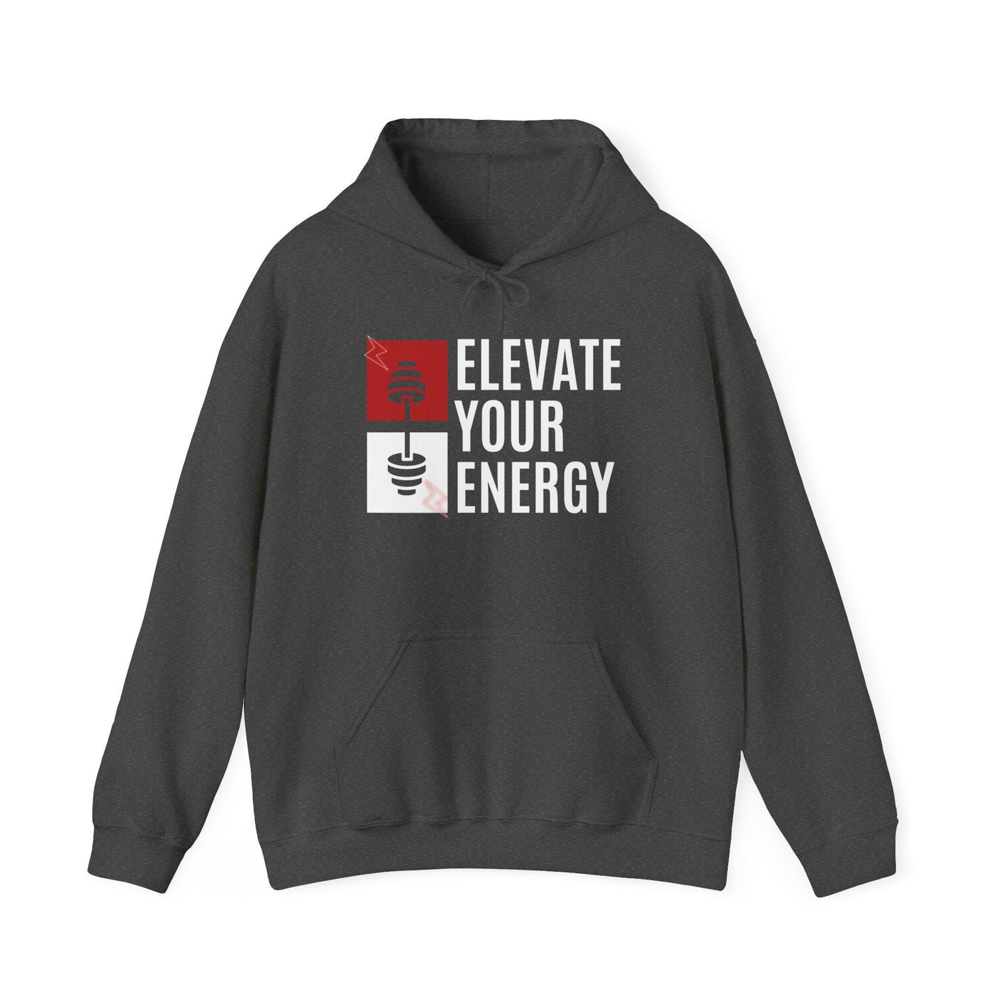 Elevate Your Energy Hoodie – Motivational Gym Sweatshirt – Fitness and Wellness Pullover – Cozy Workout Hoodie – Positive Vibes