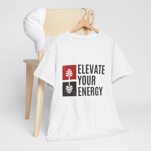 Elevate Your Energy Unisex Heavy Cotton Tee Fitness Motivation Shirt Workout Gym T-Shirt Yoga Positive Vibes Tee Mindful Activewear