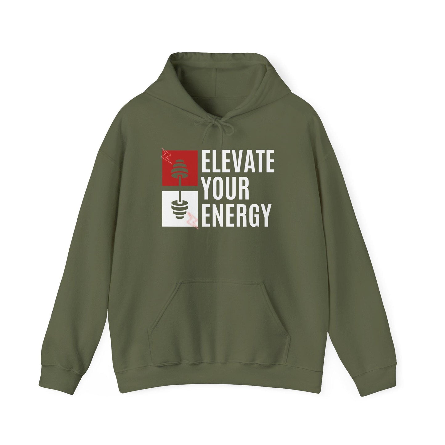 Elevate Your Energy Hoodie – Motivational Gym Sweatshirt – Fitness and Wellness Pullover – Cozy Workout Hoodie – Positive Vibes