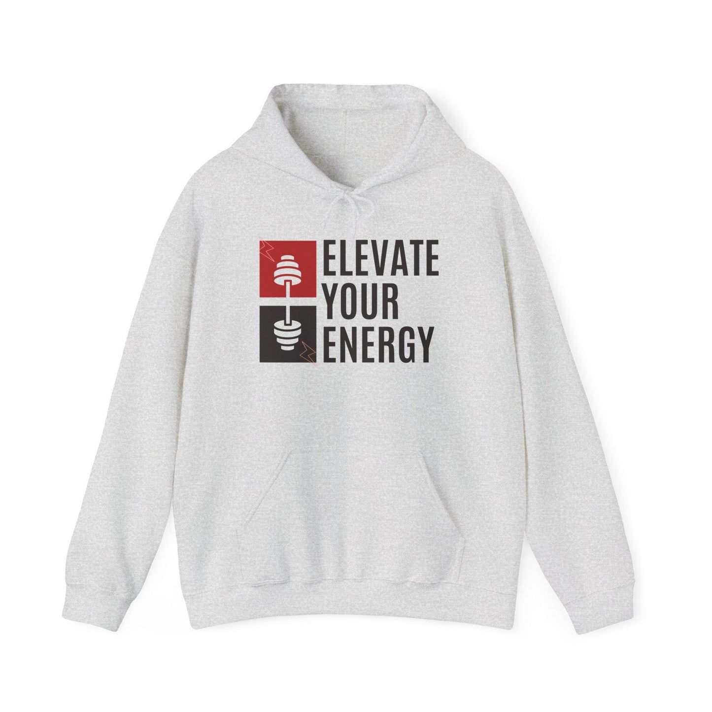 Elevate Your Energy Hoodie – Motivational Gym Sweatshirt – Fitness and Wellness Pullover – Cozy Workout Hoodie – Positive Vibes