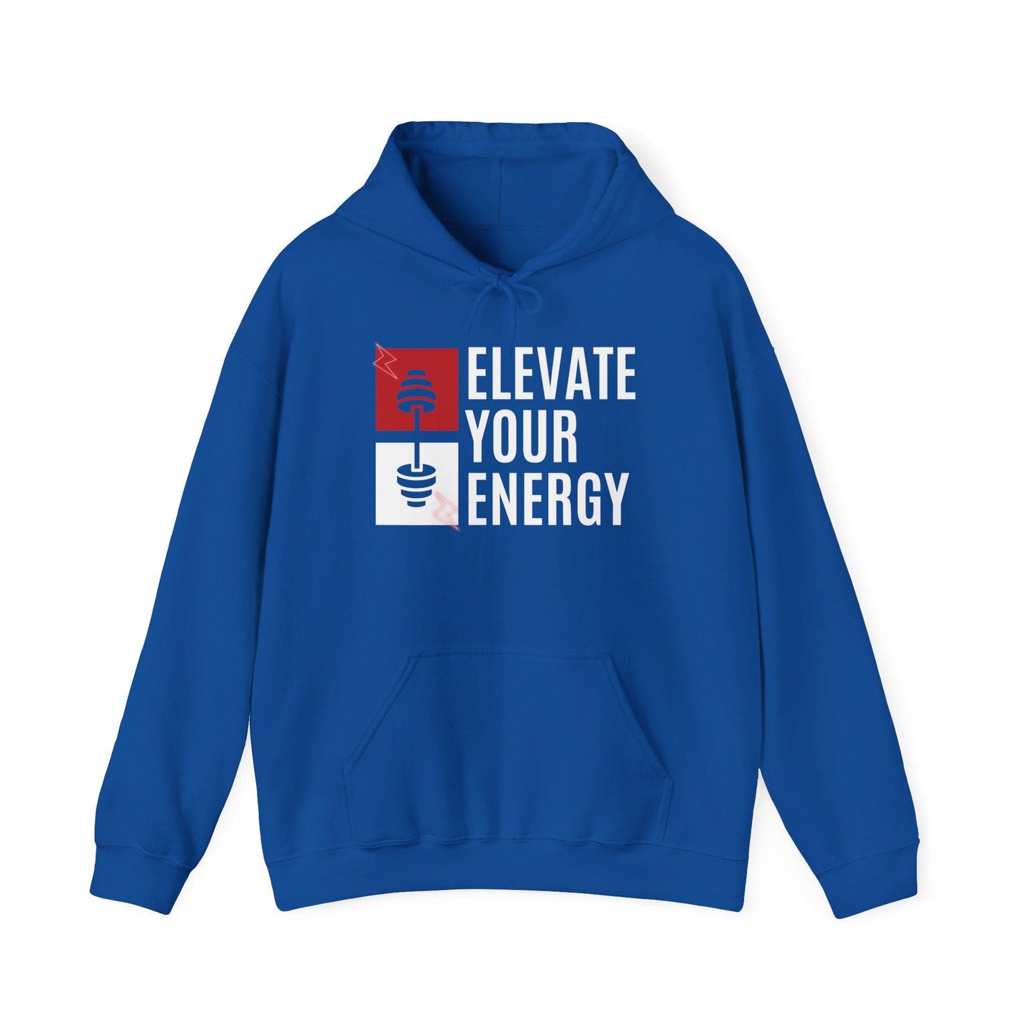 Elevate Your Energy Hoodie – Motivational Gym Sweatshirt – Fitness and Wellness Pullover – Cozy Workout Hoodie – Positive Vibes