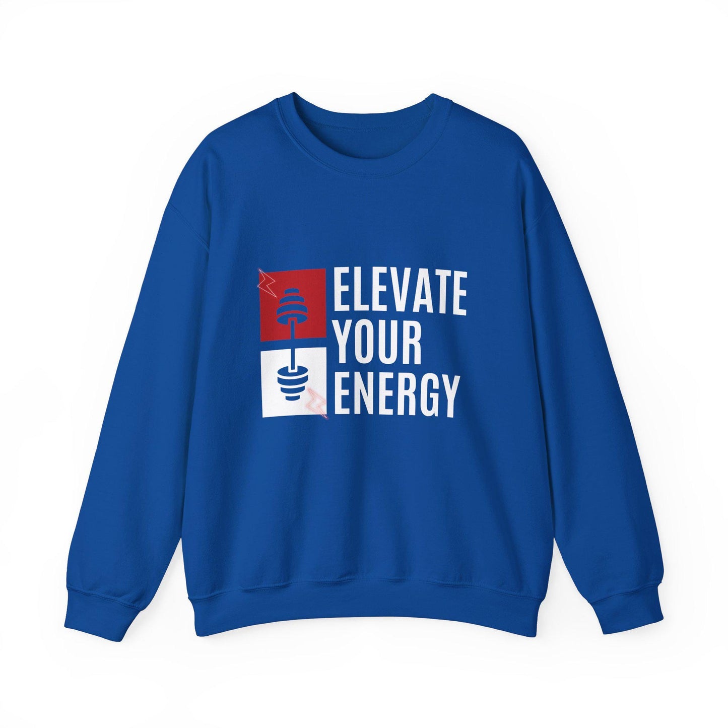 Elevate Your Energy Crewneck Sweatshirt – Motivational Gym Pullover – Yoga Fitness Sweater – Cozy Workout Sweatshirt