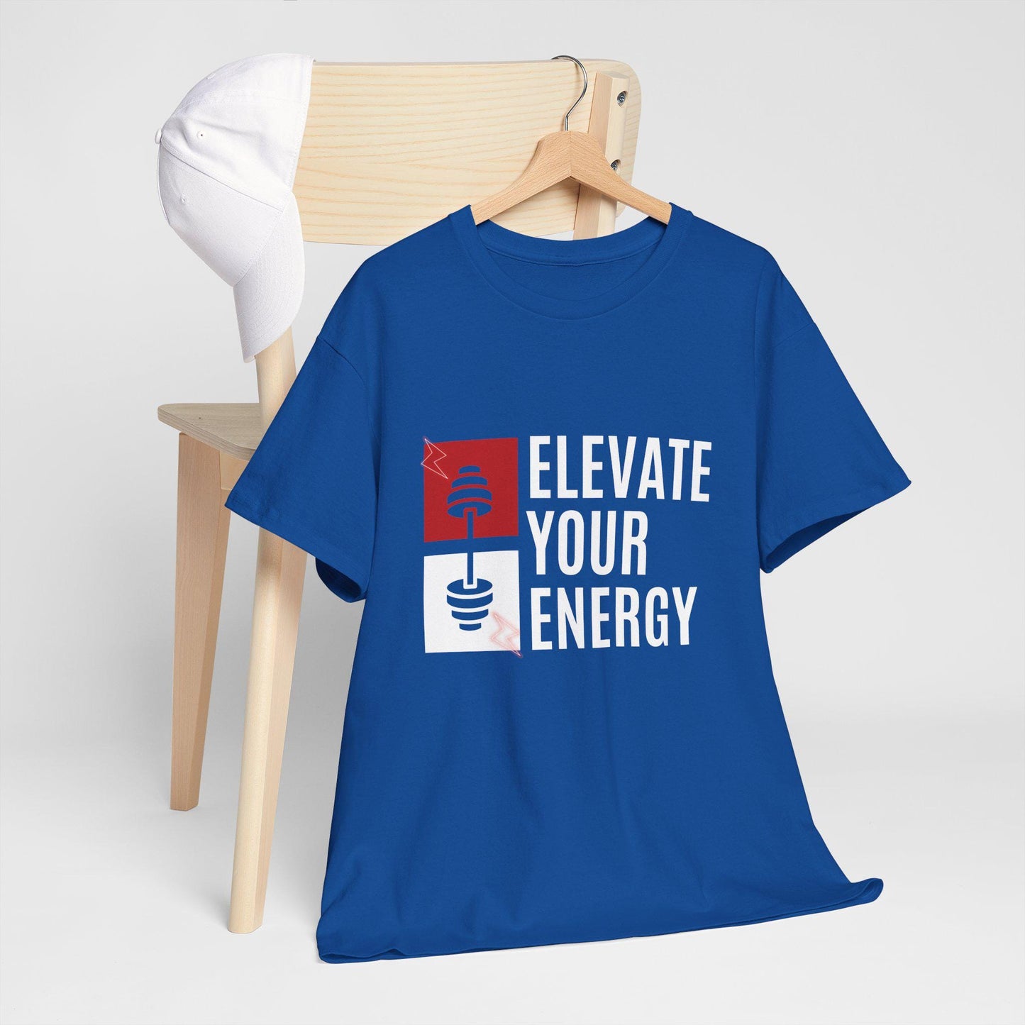Elevate Your Energy Unisex Heavy Cotton Tee Fitness Motivation Shirt Workout Gym T-Shirt Yoga Positive Vibes Tee Mindful Activewear