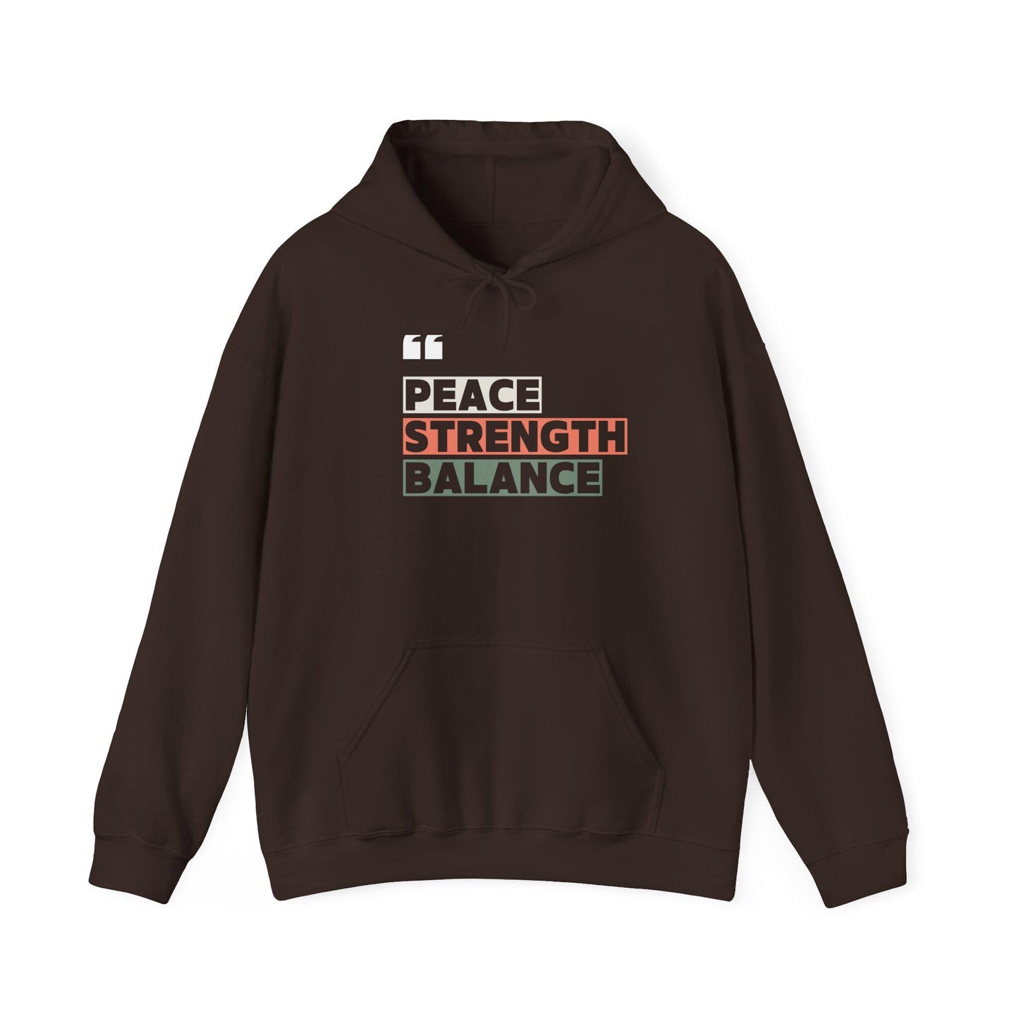 Peace Strength Balance Hoodie – Motivational Gym Sweatshirt – Mindfulness and Wellness Pullover – Cozy Workout Hoodie for Inner Strength