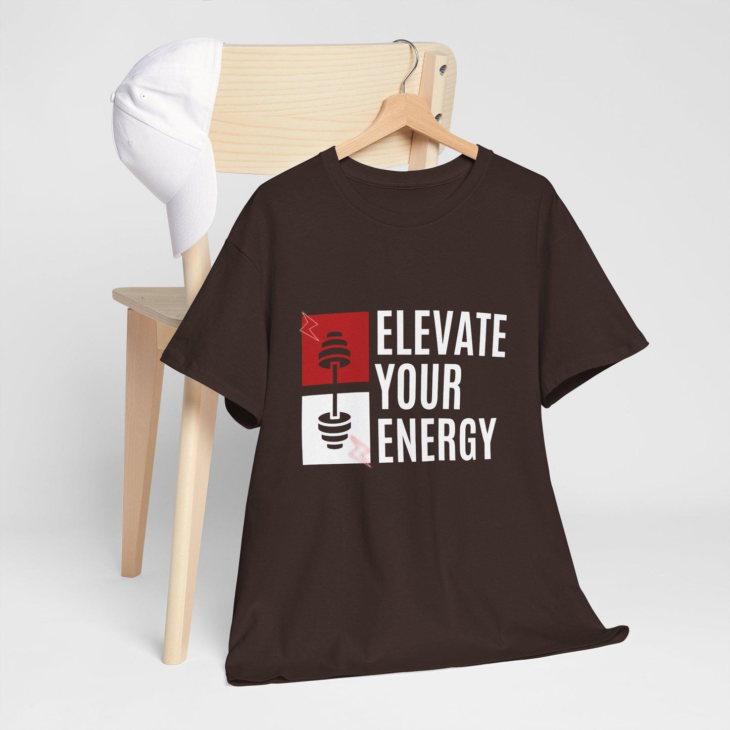 Elevate Your Energy Unisex Heavy Cotton Tee Fitness Motivation Shirt Workout Gym T-Shirt Yoga Positive Vibes Tee Mindful Activewear
