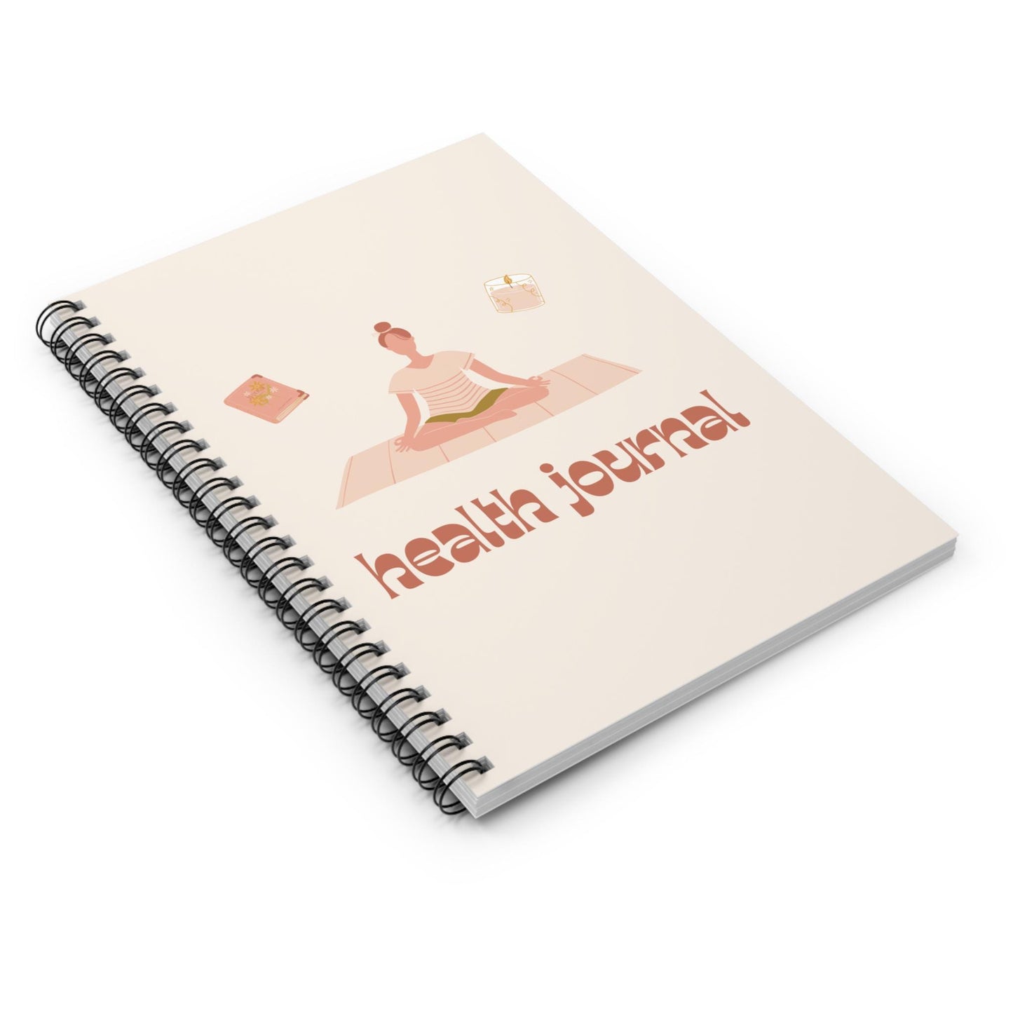 Yoga Health Journal Spiral Notebook – Wellness Planner, Ruled Line, Mindfulness Tracker