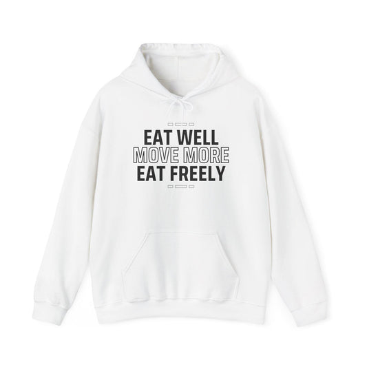 Eat Well Move More Hoodie – Motivational Fitness Sweatshirt – Wellness Gym Hoodie – Healthy Lifestyle Pullover – Workout Hoodie