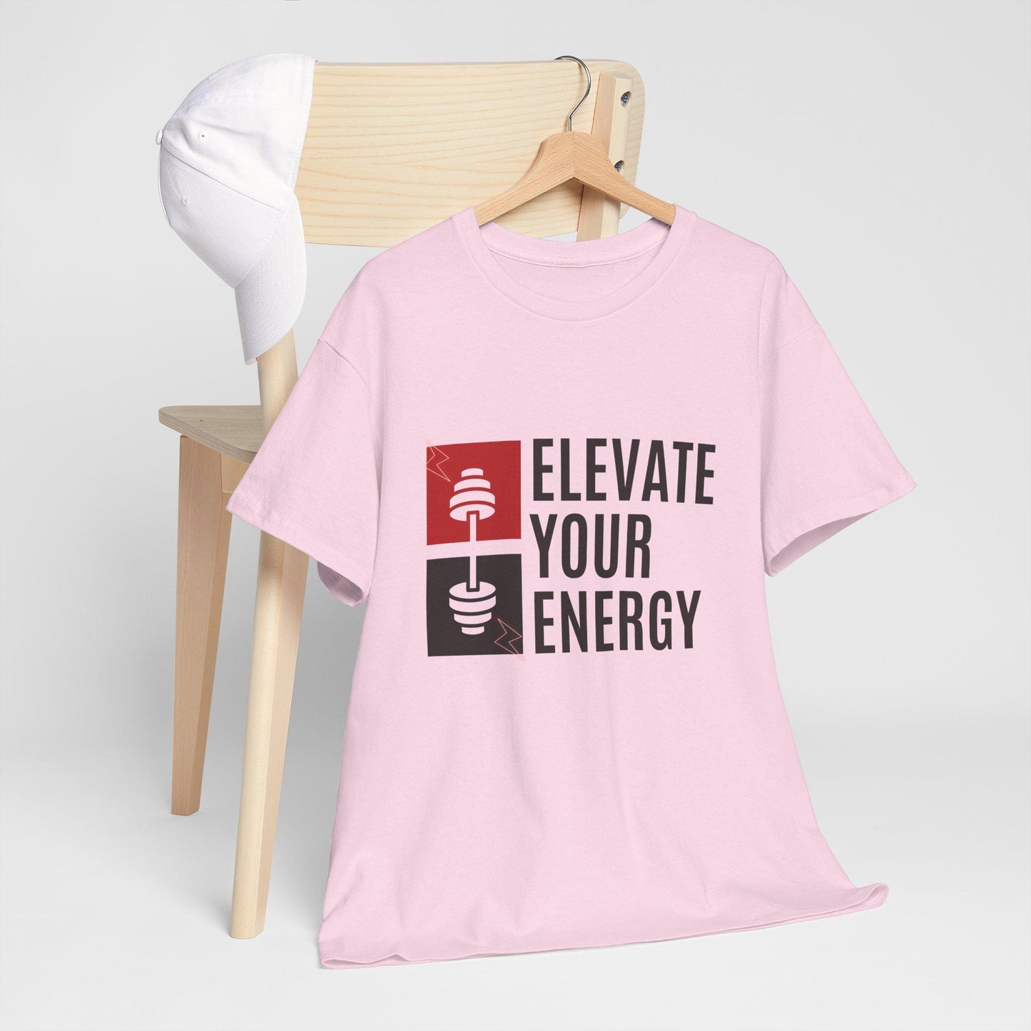 Elevate Your Energy Unisex Heavy Cotton Tee Fitness Motivation Shirt Workout Gym T-Shirt Yoga Positive Vibes Tee Mindful Activewear