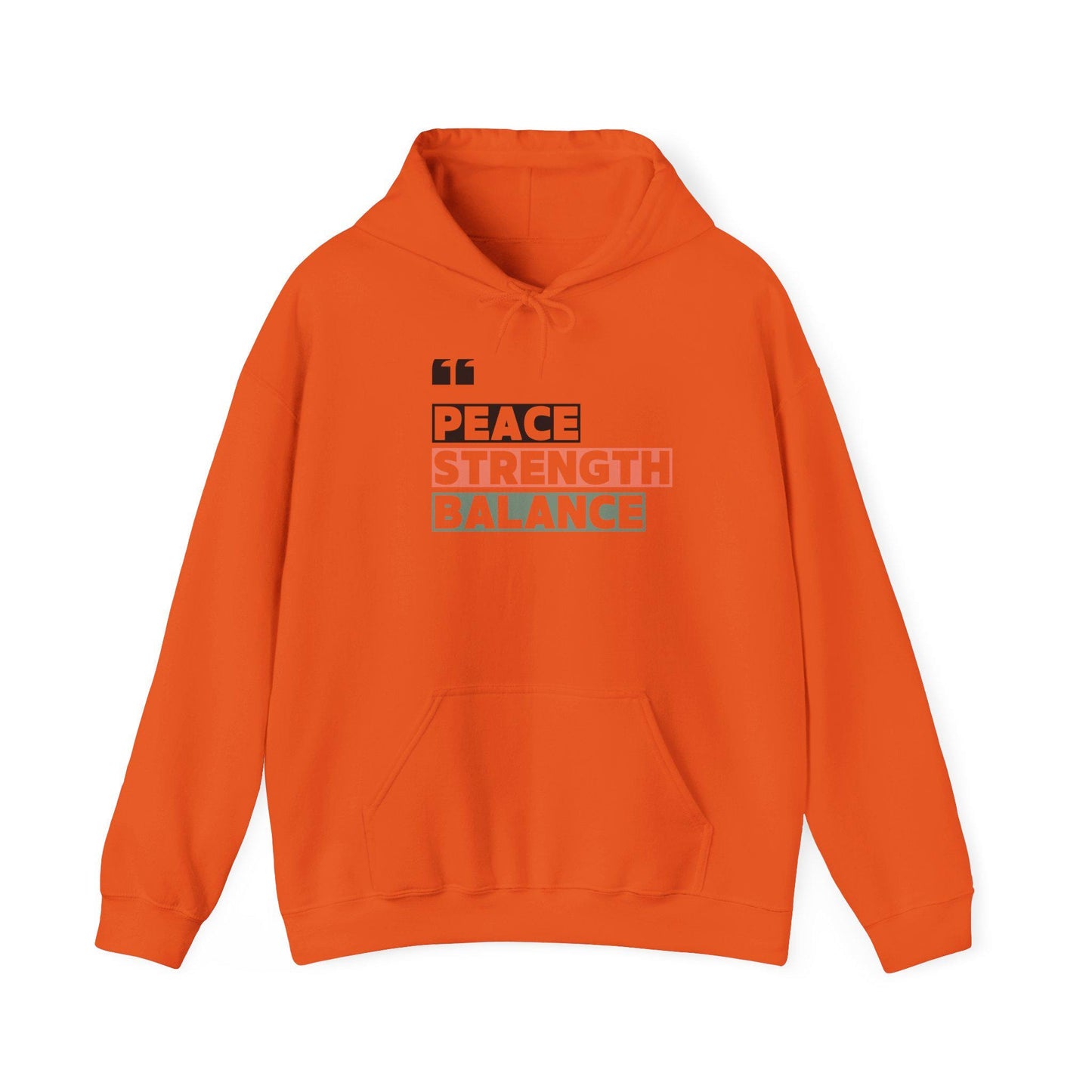 Peace Strength Balance Hoodie – Motivational Gym Sweatshirt – Mindfulness and Wellness Pullover – Cozy Workout Hoodie for Inner Strength