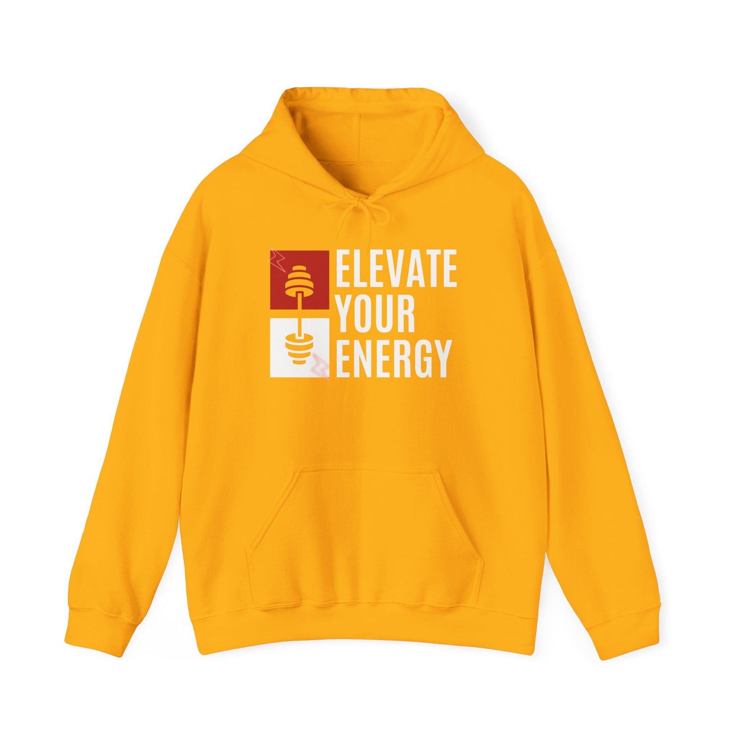 Elevate Your Energy Hoodie – Motivational Gym Sweatshirt – Fitness and Wellness Pullover – Cozy Workout Hoodie – Positive Vibes