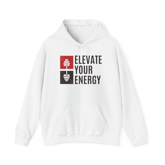 Elevate Your Energy Hoodie – Motivational Gym Sweatshirt – Fitness and Wellness Pullover – Cozy Workout Hoodie – Positive Vibes