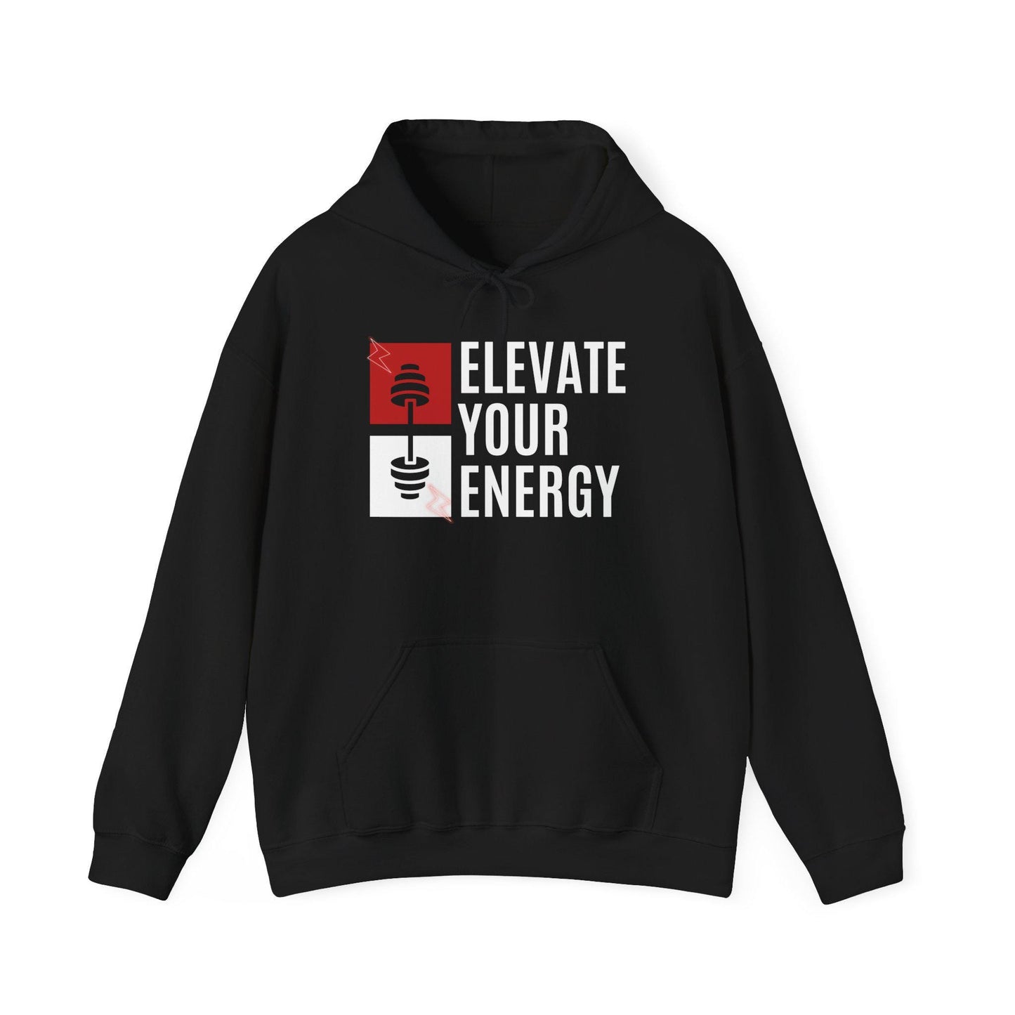 Elevate Your Energy Hoodie – Motivational Gym Sweatshirt – Fitness and Wellness Pullover – Cozy Workout Hoodie – Positive Vibes