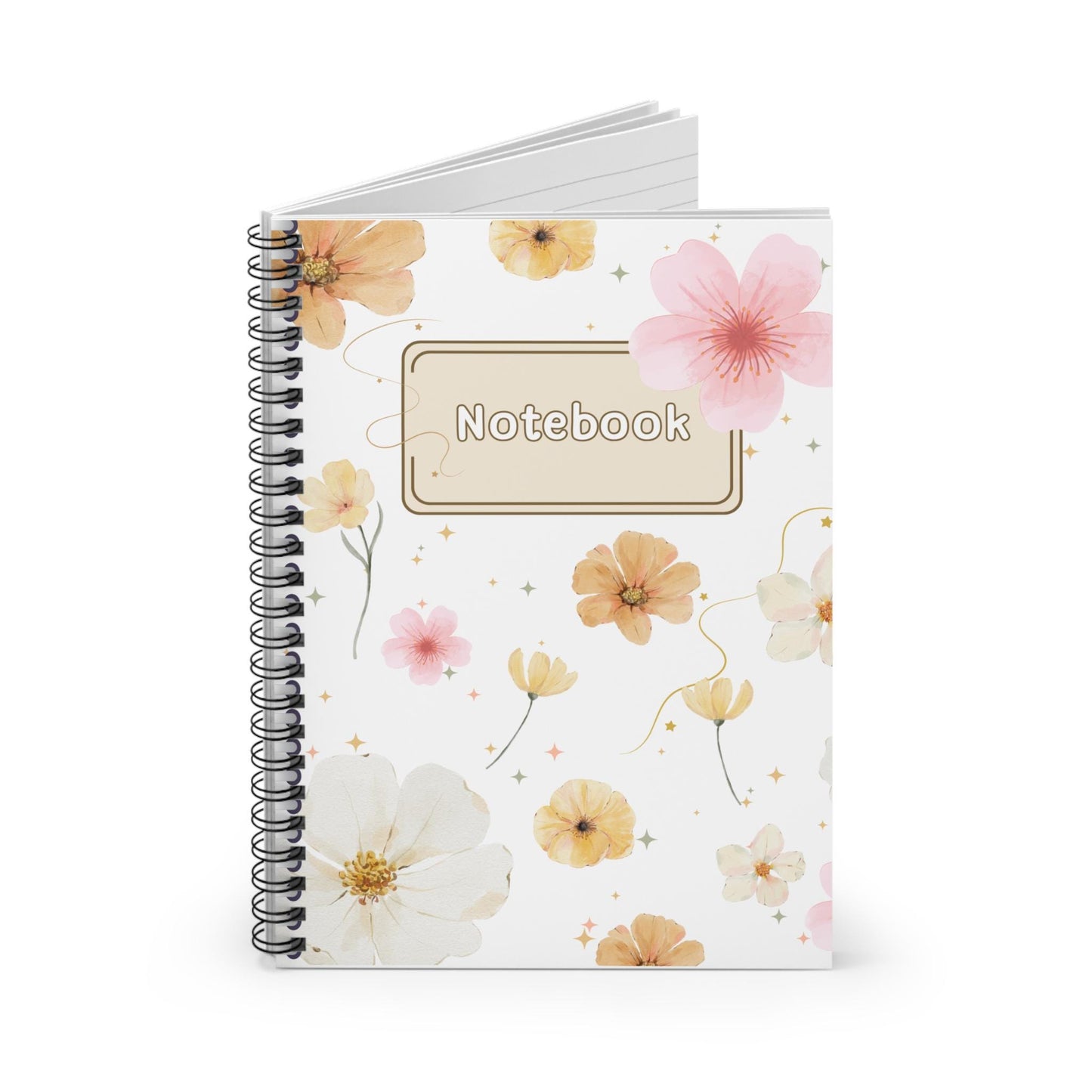 Spring Floral Notebook Floral Journal Flower Diary Garden Planner Blossom Spiral Notepad - Ruled Line