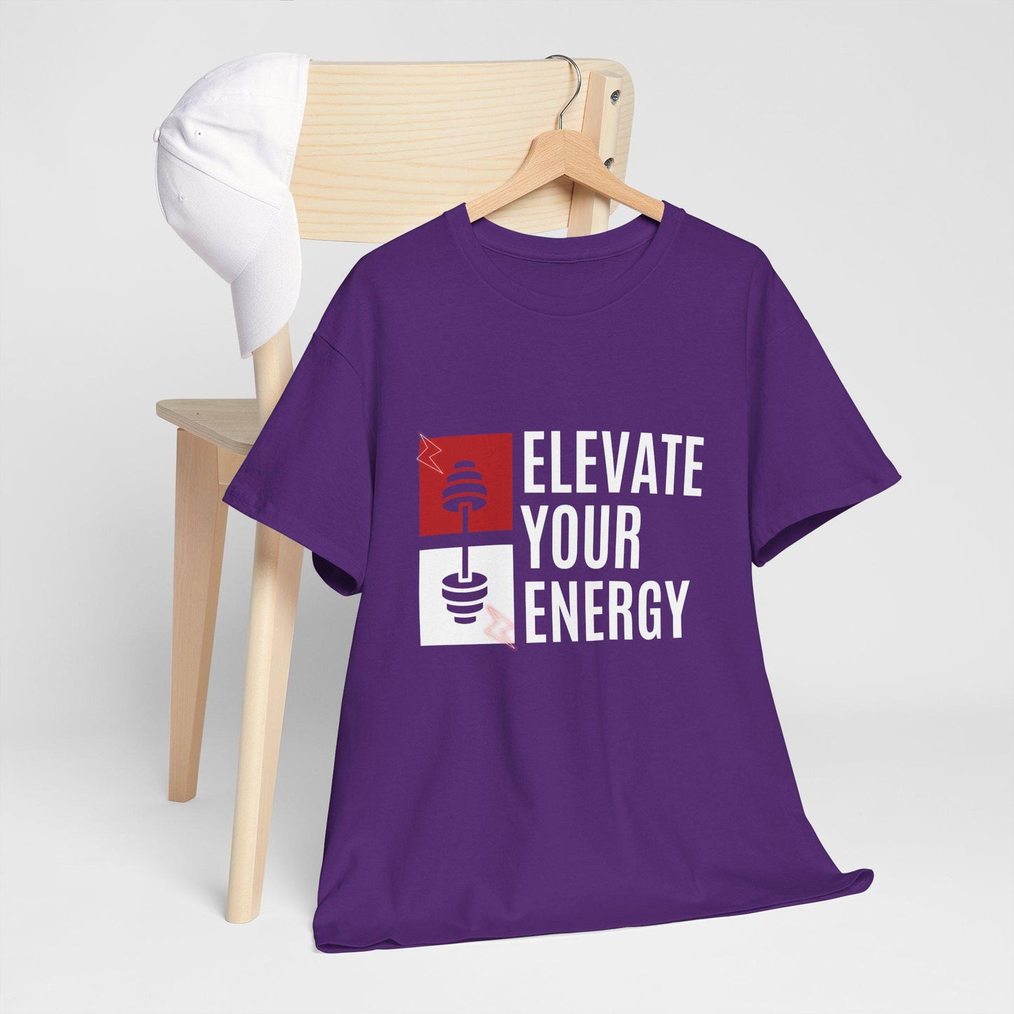 Elevate Your Energy Unisex Heavy Cotton Tee Fitness Motivation Shirt Workout Gym T-Shirt Yoga Positive Vibes Tee Mindful Activewear