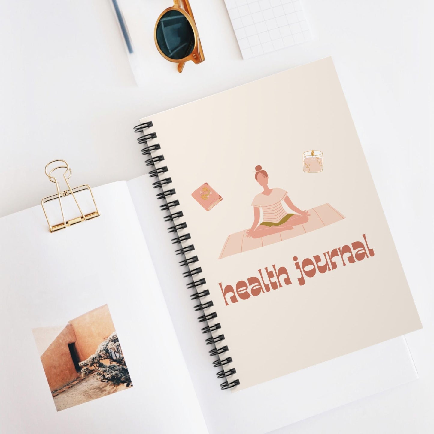 Yoga Health Journal Spiral Notebook – Wellness Planner, Ruled Line, Mindfulness Tracker